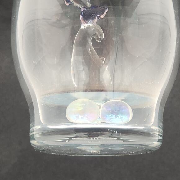 Unique Clear Glass Vase With Multi-Colored Glass Fish Suspended Inside Art Gift - Picture 10 of 13